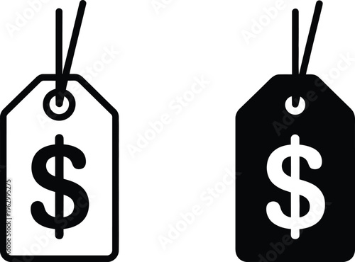 Comparison of price tags with different background colors and dollar sign styles