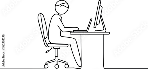 Person working at a desk with a laptop and external monitor setup.