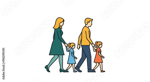 Family walking together in line 1.