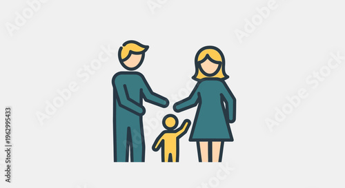 Family with a little child standing.