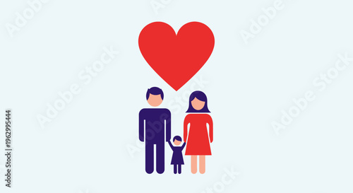 Family with heart love symbol.