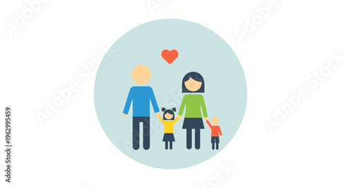 Family with two children happy together.