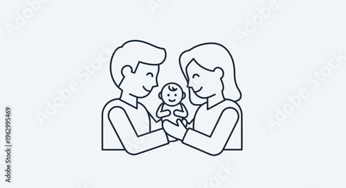 Happy Family Holding Baby Together.