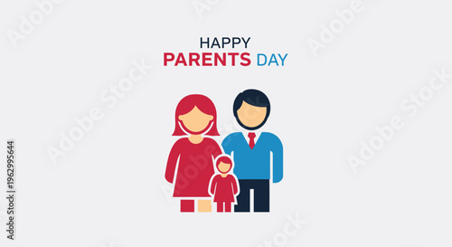 Happy Parents Day Family Illustration.