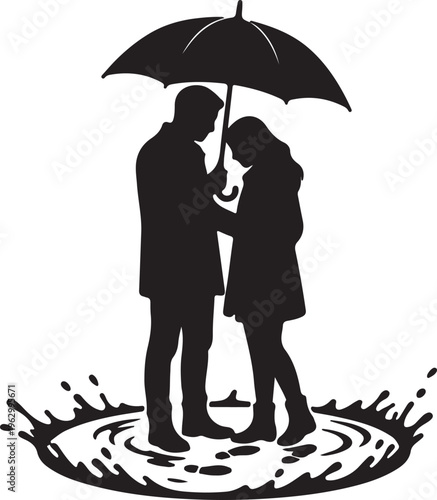 Romantic Couple Silhouette Collection, Love and Wedding Vector Art, Valentine's Day Black Graphics, Engagement and Marriage Logo Design Elements