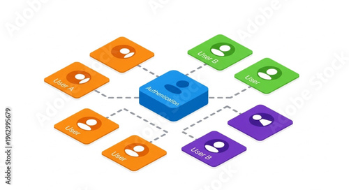 Isometric Network of Connected People Icons for Social Media.
