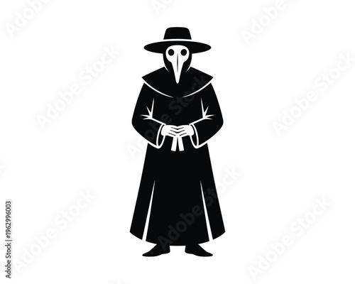 Black silhouette of a plague doctor