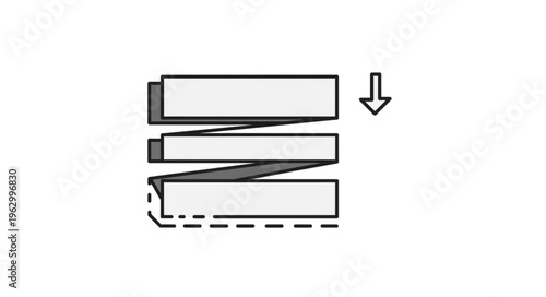 Zigzag Paper Stack with Arrow Indicating Compression.