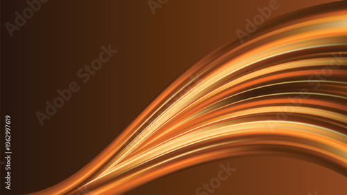 Luxury orange abstract wave background with smooth glossy gradient flow and dynamic curved lines
