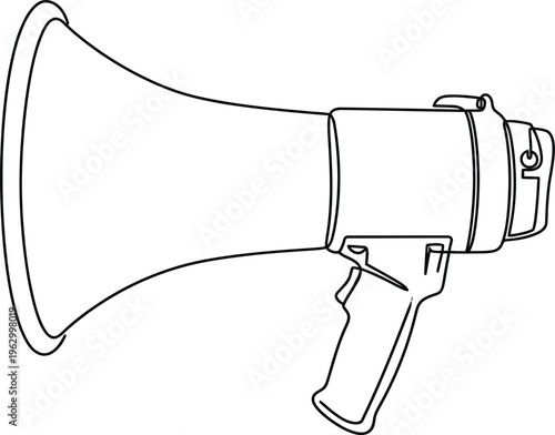 Single continous line art of megaphone