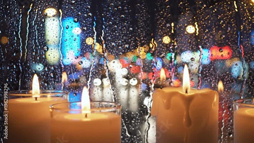 Candlelight Serenity - A Rainy Nights Cozy Ambiance and Warmth.