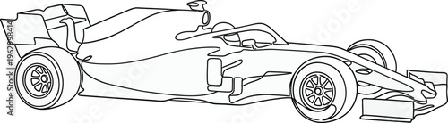Single continous line art of formula car