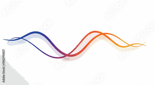 Abstract gradient wave design on white backdrop, smooth lines, flowing curves
