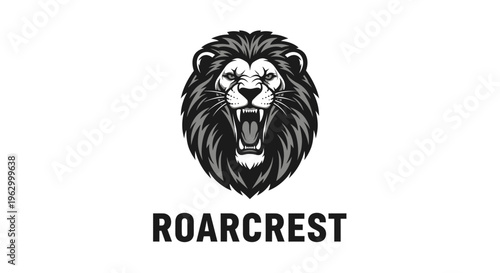 Roaring Lion Face Closeup Illustration.
