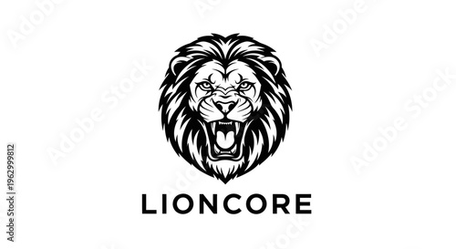 Lion head with open mouth roaring.