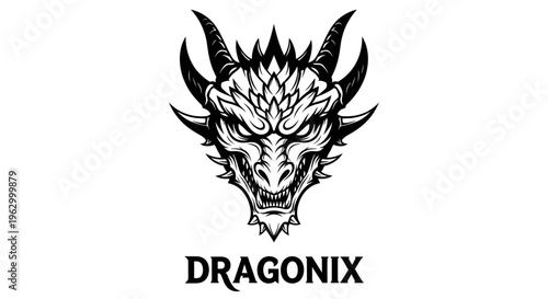 Dragon head with horns and spikes.