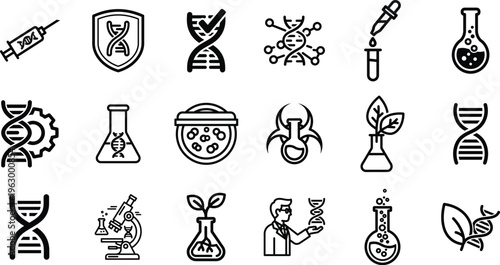 Science and research icons set