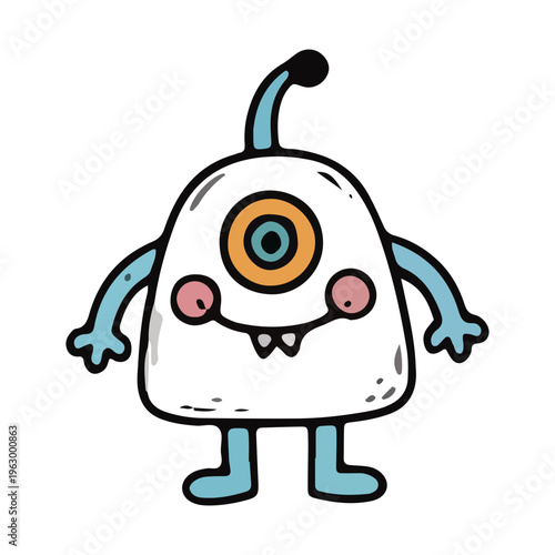Cute One-Eyed Cartoon Monster