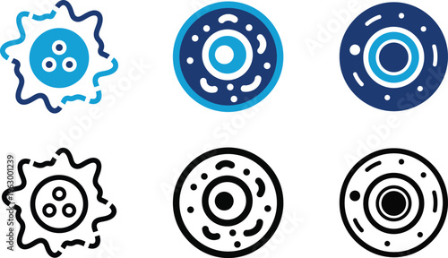 Cell structure illustrations with various membrane and organelle representations