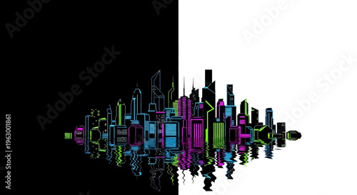 Vibrant abstract cityscape with colorful blocks.
