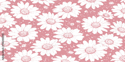 Daisy field background for graphic resources. a full frame of beautiful daisy flowers with a slight texture. The photo exudes a sense of freshness and natural beauty.