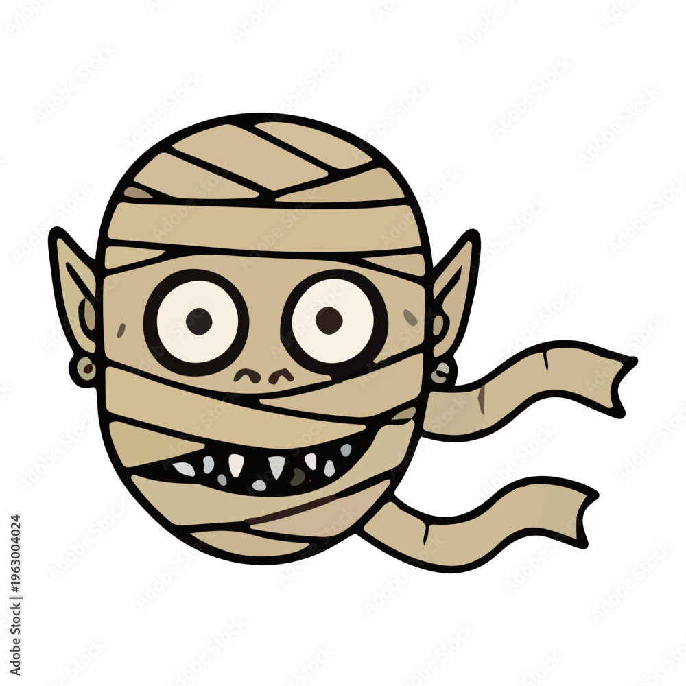 Obraz premium Cartoon Mummy Head Isolated