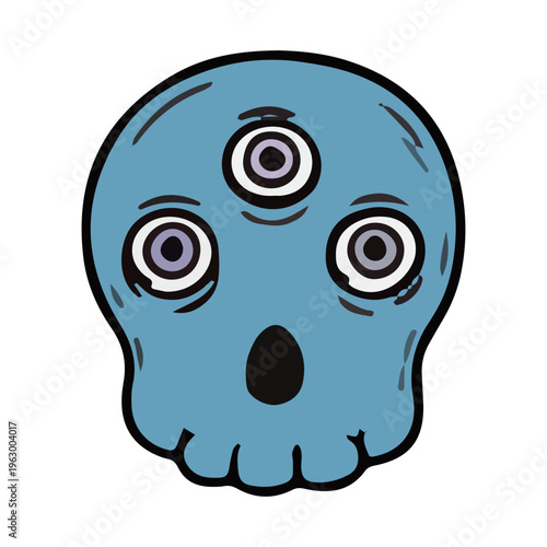 Three-Eyed Skull Cartoon