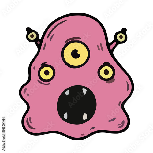Cute Pink Three-Eyed Monster