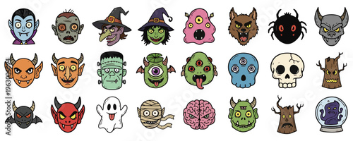 Halloween Monster Icons Set