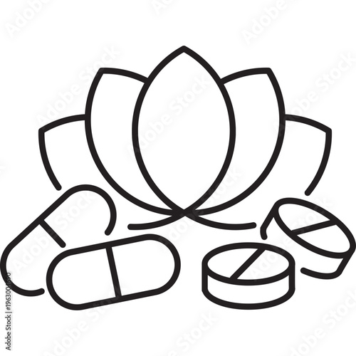 Herbal Medicine and Pills Icon