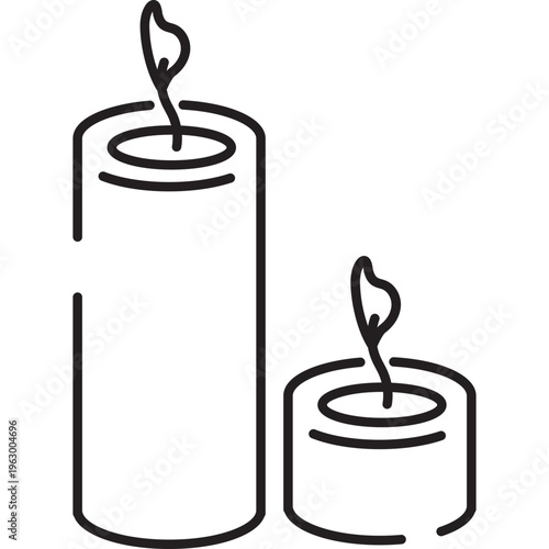 Two Burning Candle Outline Icon