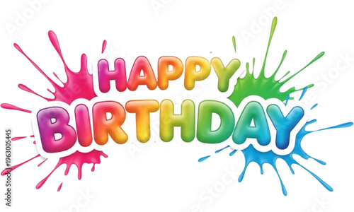 Vector Happy Birthday Bubble Colorful Modern
