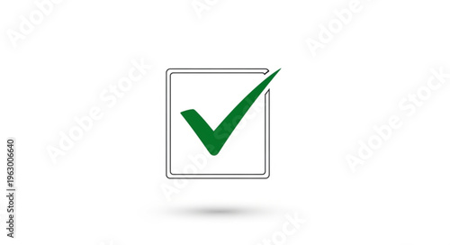 Green Check Mark in Box - Symbol of Approval and Completion.