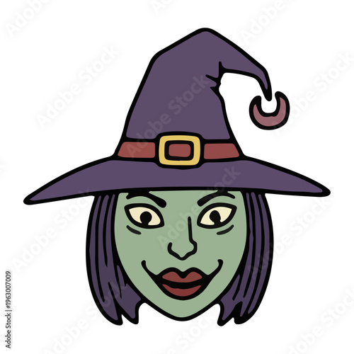 Witch Head Cartoon Icon