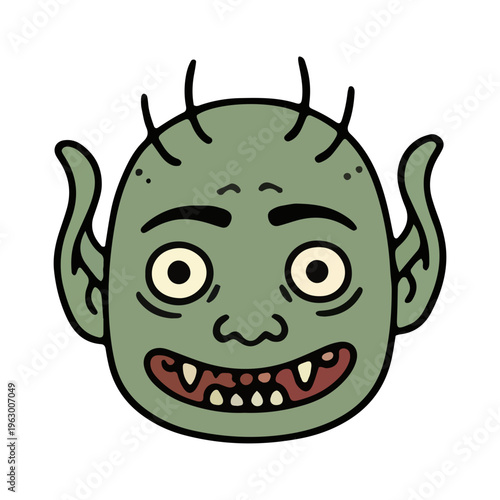 Cartoon Goblin Head Illustration