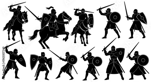 Medieval Knights in Battle Formation.