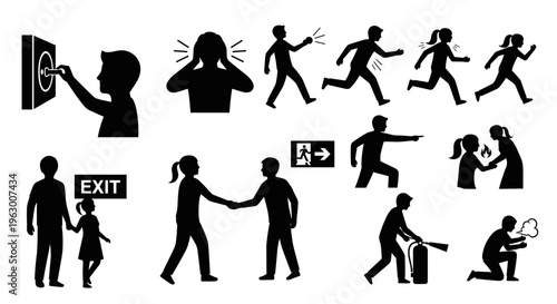 People running exiting building quickly.