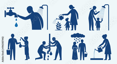 People Saving Water in Various Ways.
