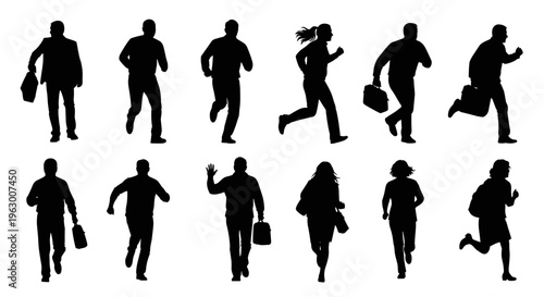 People Running Silhouettes in Motion.