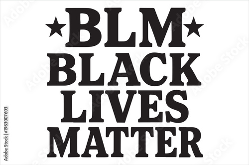 Black lives matter graphic design with bold lettering and star accents showing support