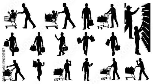 People walking with luggage and carts.