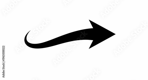 Curved Black Arrow Pointing Rightward.