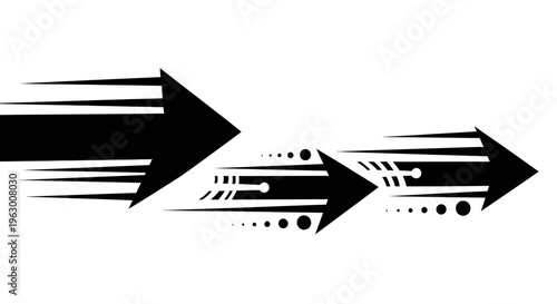 Dynamic Black Arrows Moving Forward with Speed Lines.