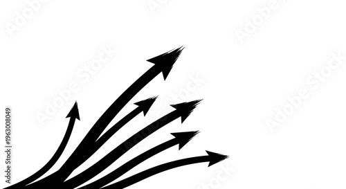 Multiple Black Arrows Pointing Upwards and Outwards.