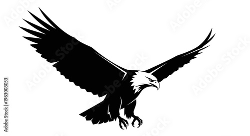 Majestic Eagle in Flight Silhouette Graphic Design.