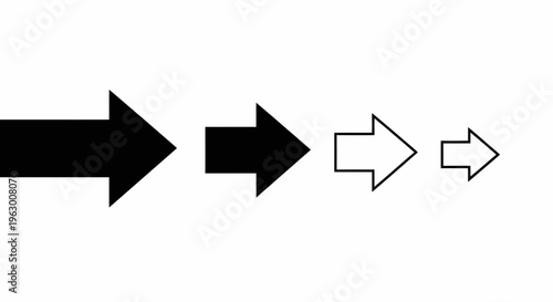 Set of Arrows Showing Direction and Size Progression.
