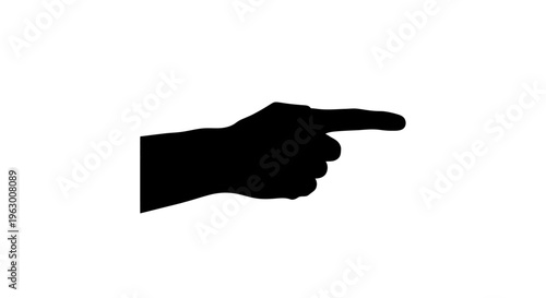 Silhouette of a Hand Pointing to the Right Direction.