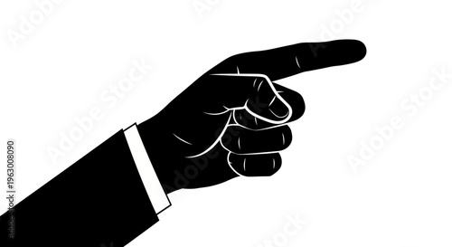 Silhouette of a hand pointing to the right side.