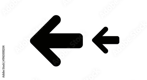 Two Black Arrows Pointing Left Different Sizes.