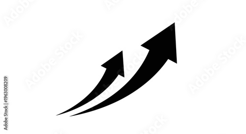 Two Black Arrows Pointing Upwards Symbolizing Growth.